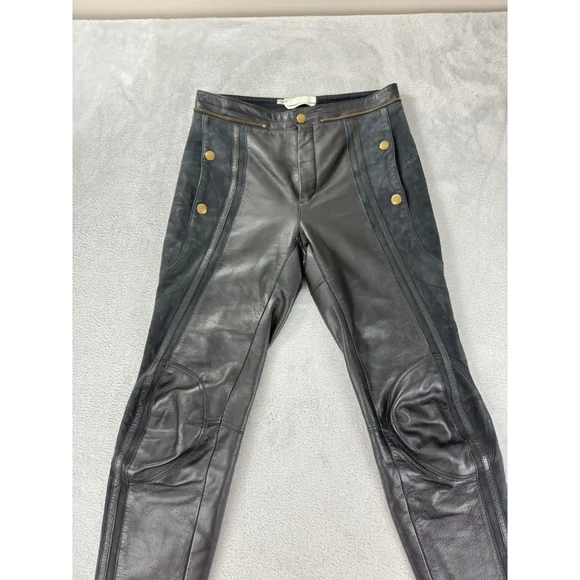 Chloe Women's Size 36 EU 100% Calfskin Leather Rare Designer Ankle Zip Pants - Picture 14 of 16